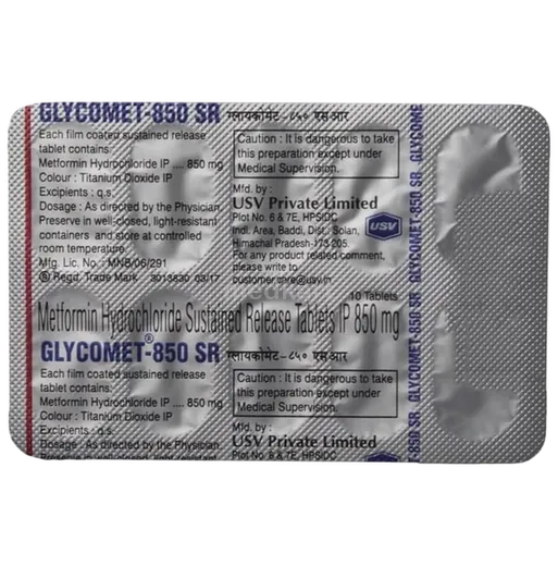 glycomet sr 850mg tablet 10's